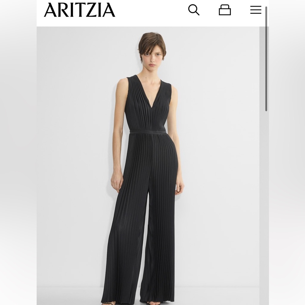 Aritzia Elegant Black V-Neck Jumpsuit